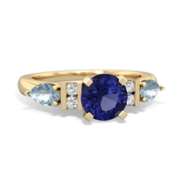 Lab Sapphire 6Mm Round Eternal Embrace Engagement 14K Yellow Gold ring R2005