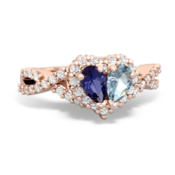 Lab Sapphire Diamond Twist 'One Heart' 14K Rose Gold ring R2640HRT