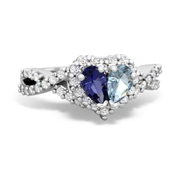 Lab Sapphire Diamond Twist 'One Heart' 14K White Gold ring R2640HRT