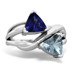 Lab Sapphire Split Band Swirl 14K White Gold ring R2341