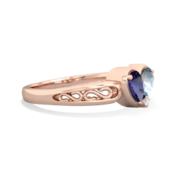 Lab Sapphire Filligree 'One Heart' 14K Rose Gold ring R5070