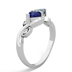 Lab Sapphire Floral Elegance 14K White Gold ring R5790