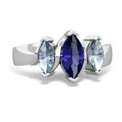 Lab Sapphire Three Peeks 14K White Gold ring R2433