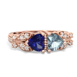 Lab Sapphire Diamond Butterflies 14K Rose Gold ring R5601