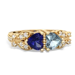 Lab Sapphire Diamond Butterflies 14K Yellow Gold ring R5601