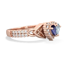 Lab Sapphire Celtic Knot Two Hearts As One 14K Rose Gold ring R2644HRT