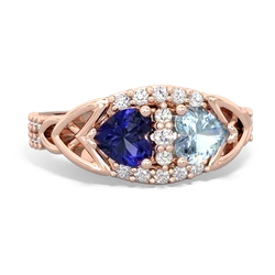 Lab Sapphire Sparkling Celtic Knot 14K Rose Gold ring R2645