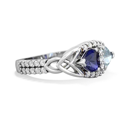 Lab Sapphire Sparkling Celtic Knot 14K White Gold ring R2645