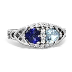 Lab Sapphire Sparkling Celtic Knot 14K White Gold ring R2645