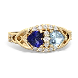 Lab Sapphire Sparkling Celtic Knot 14K Yellow Gold ring R2645