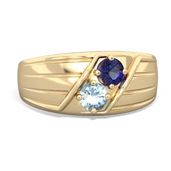 Lab Sapphire Men's Streamline 14K Yellow Gold ring R0460