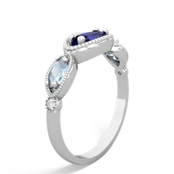 Lab Sapphire Milgrain Marquise 14K White Gold ring R5700