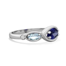 Lab Sapphire Milgrain Marquise 14K White Gold ring R5700