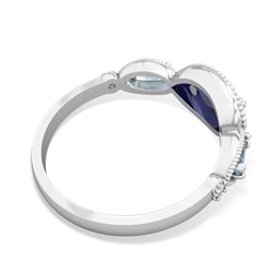 Lab Sapphire Milgrain Marquise 14K White Gold ring R5700