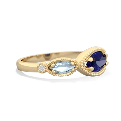 Lab Sapphire Milgrain Marquise 14K Yellow Gold ring R5700