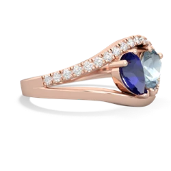 Lab Sapphire Nestled Heart Keepsake 14K Rose Gold ring R5650