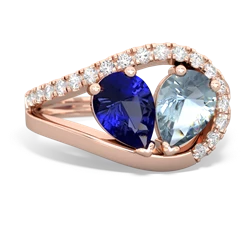 Lab Sapphire Nestled Heart Keepsake 14K Rose Gold ring R5650