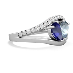 Lab Sapphire Nestled Heart Keepsake 14K White Gold ring R5650