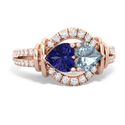 Lab Sapphire Art-Deco Keepsake 14K Rose Gold ring R5630