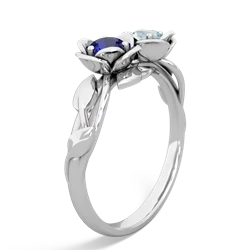 Lab Sapphire Rose Garden 14K White Gold ring R5510