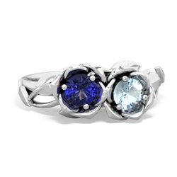 Lab Sapphire Rose Garden 14K White Gold ring R5510