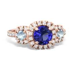 Lab Sapphire Regal Halo 14K Rose Gold ring R5350