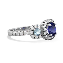 Lab Sapphire Regal Halo 14K White Gold ring R5350