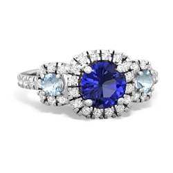 Lab Sapphire Regal Halo 14K White Gold ring R5350