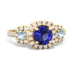 Lab Sapphire Regal Halo 14K Yellow Gold ring R5350