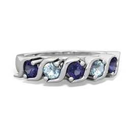 Lab Sapphire Anniversary Band 14K White Gold ring R2089