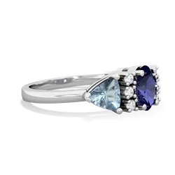 Lab Sapphire Antique Style Three Stone 14K White Gold ring R2186