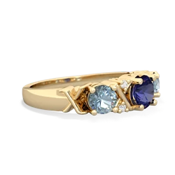 Lab Sapphire Hugs And Kisses 14K Yellow Gold ring R5016