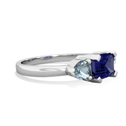 Lab Sapphire Three Stone 14K White Gold ring R5235