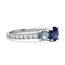 Lab Sapphire Pave Trellis 14K White Gold ring R5500