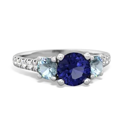 Lab Sapphire Pave Trellis 14K White Gold ring R5500