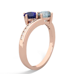 Lab Sapphire Channel Set Two Stone 14K Rose Gold ring R5303