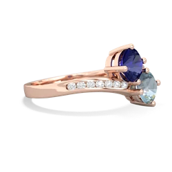 Lab Sapphire Channel Set Two Stone 14K Rose Gold ring R5303