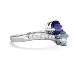 Lab Sapphire Channel Set Two Stone 14K White Gold ring R5303