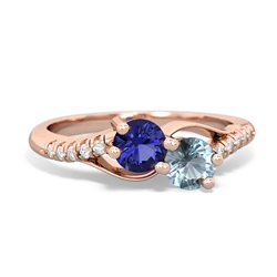 Lab Sapphire Infinity Pave Two Stone 14K Rose Gold ring R5285