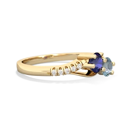 Lab Sapphire Infinity Pave Two Stone 14K Yellow Gold ring R5285