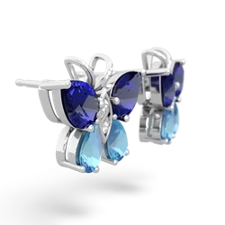 Lab Sapphire Butterfly 14K White Gold earrings E2215