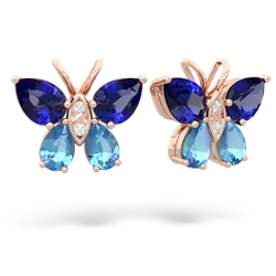 Lab Sapphire Butterfly 14K Rose Gold earrings E2215