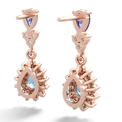 Lab Sapphire Halo Pear Dangle 14K Rose Gold earrings E1882