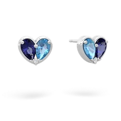 Lab Sapphire 'Our Heart' 14K White Gold earrings E5072