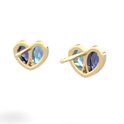 Lab Sapphire 'Our Heart' 14K Yellow Gold earrings E5072