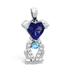 Lab Sapphire Puppy Love 14K White Gold pendant P5800