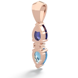 Lab Sapphire Bowtie Drop 14K Rose Gold pendant P0865