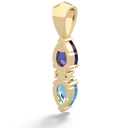Lab Sapphire Bowtie Drop 14K Yellow Gold pendant P0865