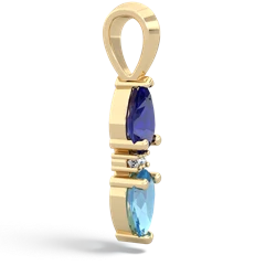 Lab Sapphire Bowtie Drop 14K Yellow Gold pendant P0865