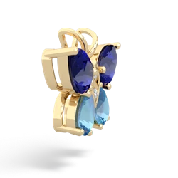 Lab Sapphire Butterfly 14K Yellow Gold pendant P2215